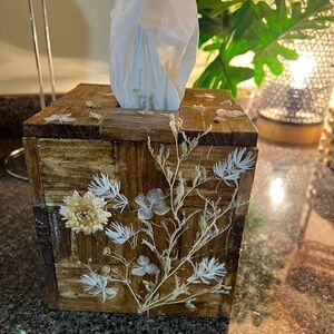 Handmade wood tissue box cover
